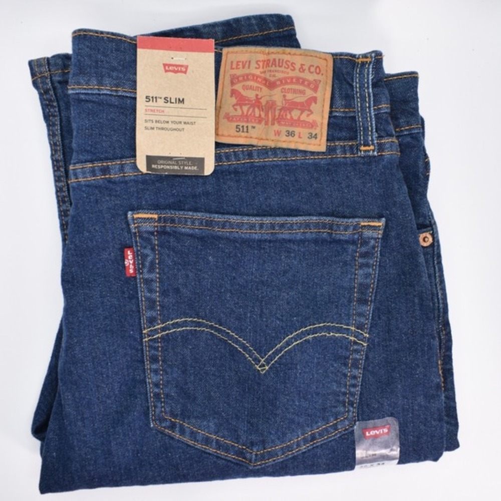 Levi's 511 Slim Fit Men's Blue Denim Jeans Stretch Size‎ 36x34 NEW Comfort Pants